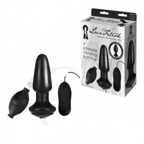 Надувная вибрирующая анальная пробка Inflatable Vibrating Butt Plug - 10,2 см.