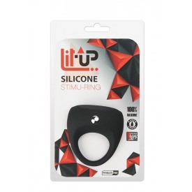 Чёрное эрекционное кольцо LIT-UP SILICONE STIMU RING 7